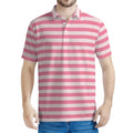 Pink Striped Pattern Print Men's Polo Shirt