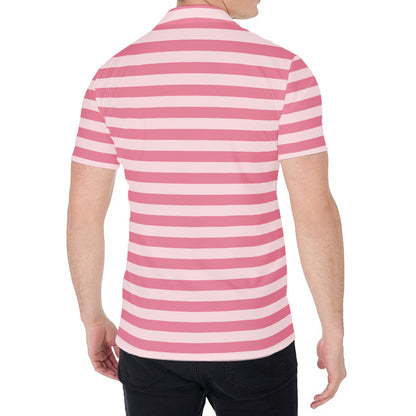 Pink Striped Pattern Print Men's Shirt