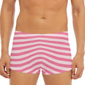 Pink Striped Pattern Print Men's Short Boxer Briefs