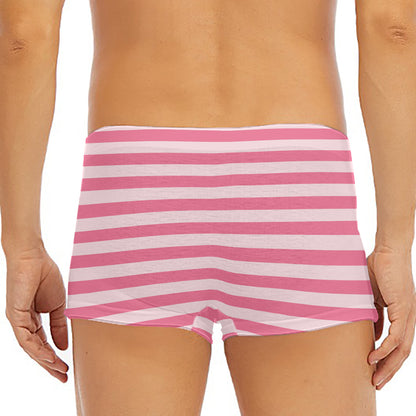 Pink Striped Pattern Print Men's Short Boxer Briefs