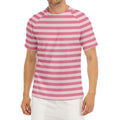Pink Striped Pattern Print Men's Short Sleeve Rash Guard