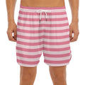 Pink Striped Pattern Print Men's Split Running Shorts