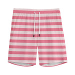 Pink Striped Pattern Print Men's Sports Shorts
