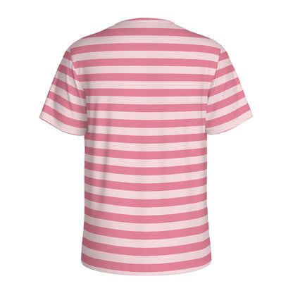 Pink Striped Pattern Print Men's Sports T-Shirt