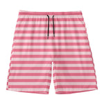 Pink Striped Pattern Print Men's Swim Trunks