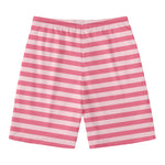 Pink Striped Pattern Print Men's Swim Trunks