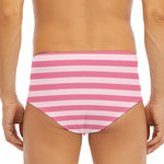 Pink Striped Pattern Print Men's Triangle Swim Briefs