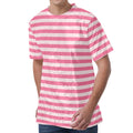 Pink Striped Pattern Print Men's Velvet T-Shirt