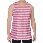 Pink Striped Pattern Print Men's Velvet Tank Top