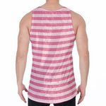 Pink Striped Pattern Print Men's Velvet Tank Top
