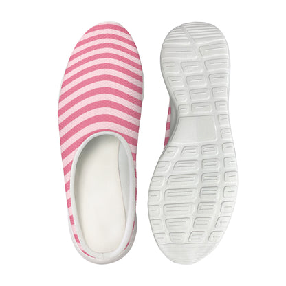 Pink Striped Pattern Print Mesh Casual Shoes