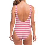 Pink Striped Pattern Print One Piece Swimsuit