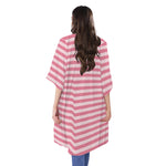 Pink Striped Pattern Print Open Front Beach Cover Up
