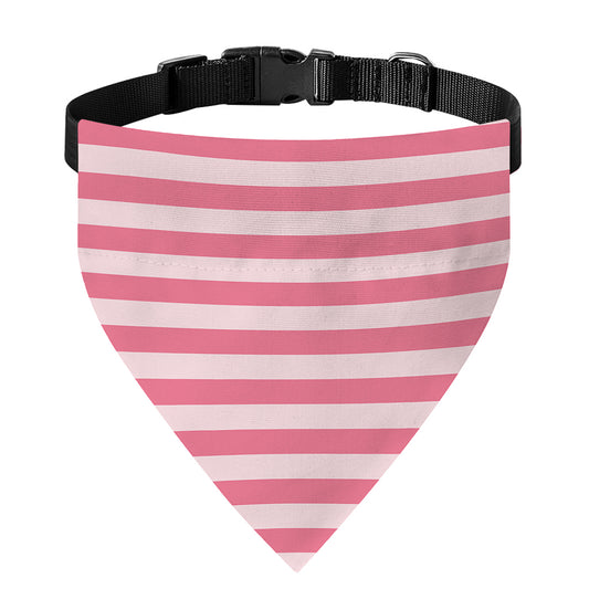 Pink Striped Pattern Print Over The Collar Dog Bandana