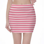 Pink Striped Pattern Print Pencil Mini Skirt