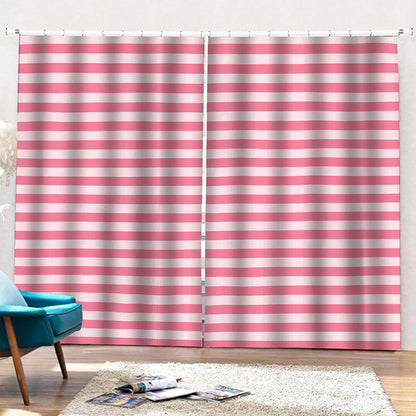 Pink Striped Pattern Print Pencil Pleat Curtains