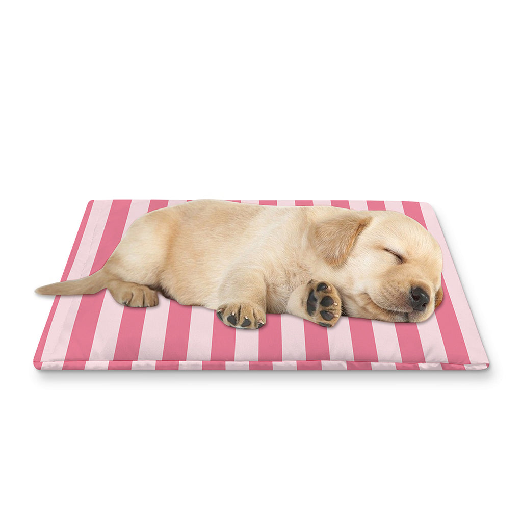 Pink Striped Pattern Print Pet Cooling Mat Cover