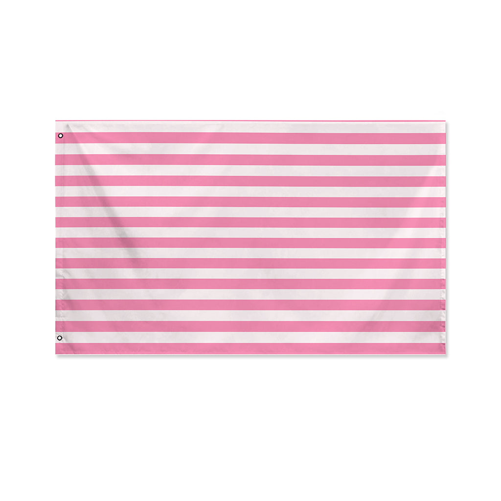 Pink Striped Pattern Print Polyester Flag