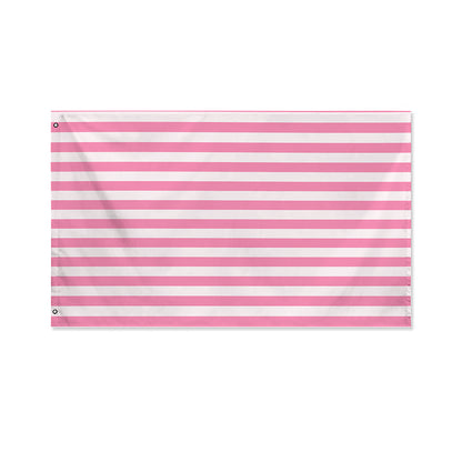 Pink Striped Pattern Print Polyester Flag