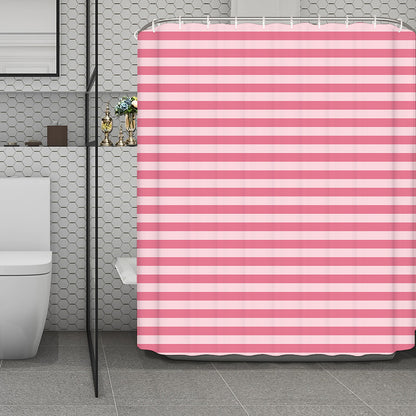 Pink Striped Pattern Print Polyester Shower Curtain