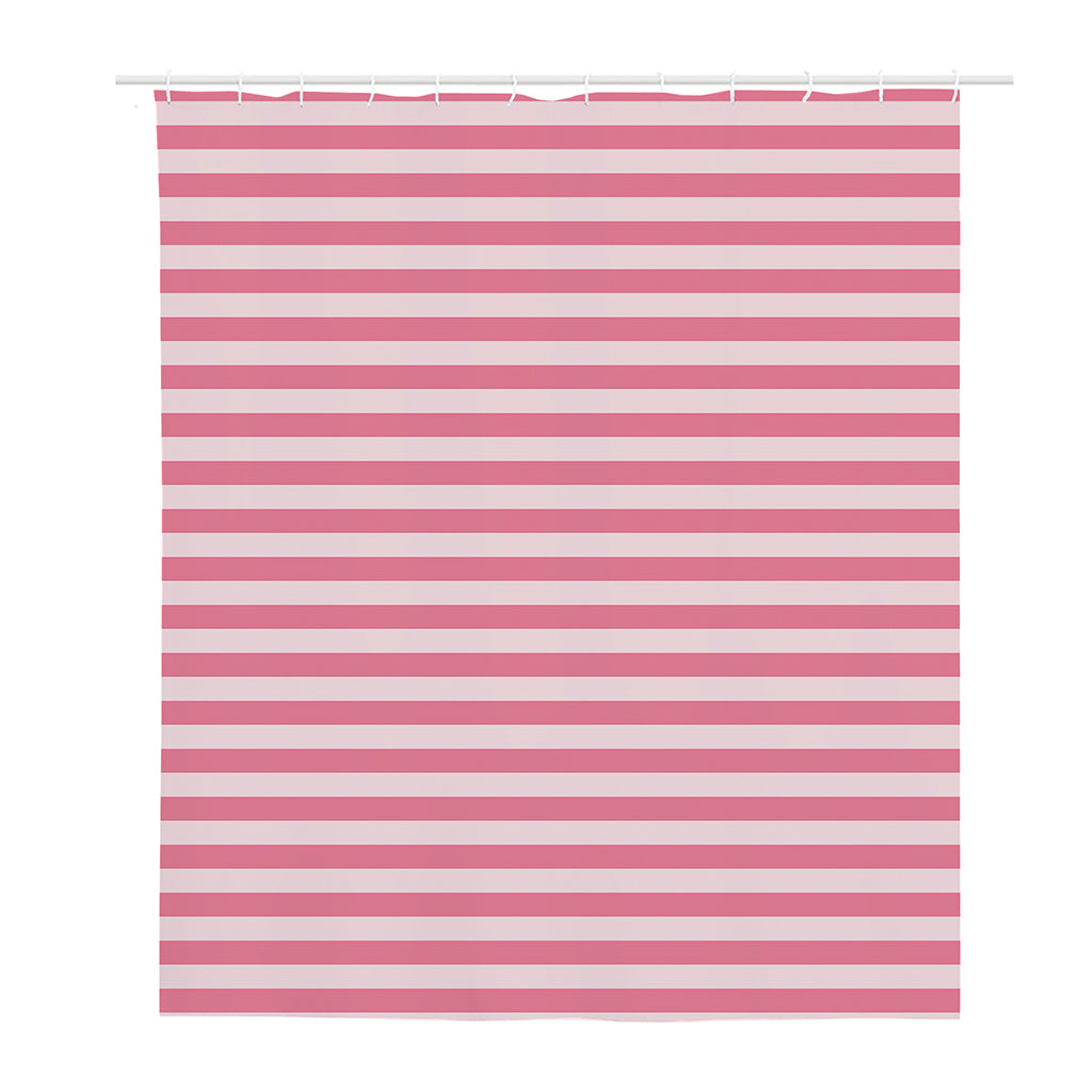 Pink Striped Pattern Print Polyester Shower Curtain