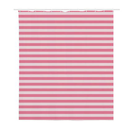 Pink Striped Pattern Print Polyester Shower Curtain