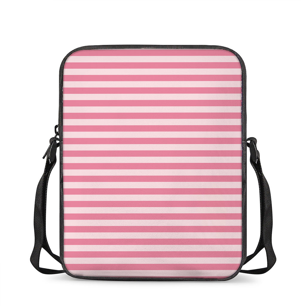 Pink Striped Pattern Print Rectangular Crossbody Bag