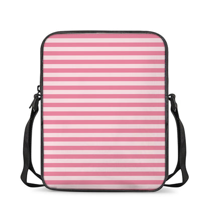 Pink Striped Pattern Print Rectangular Crossbody Bag
