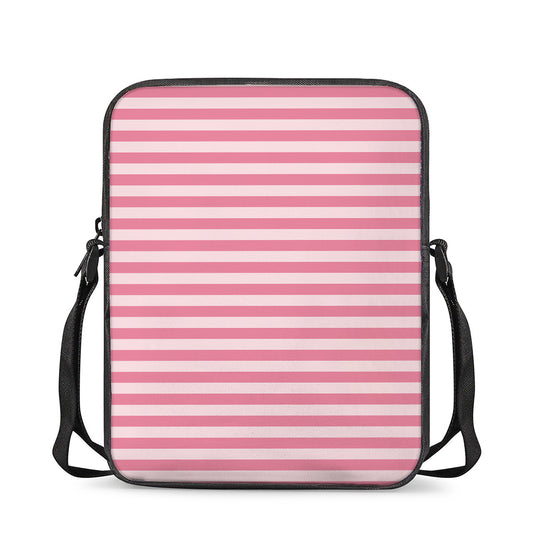 Pink Striped Pattern Print Rectangular Crossbody Bag