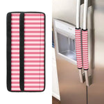 Pink Striped Pattern Print Refrigerator Handle Covers