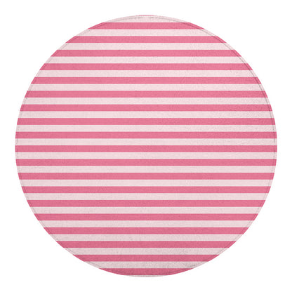 Pink Striped Pattern Print Round Blanket
