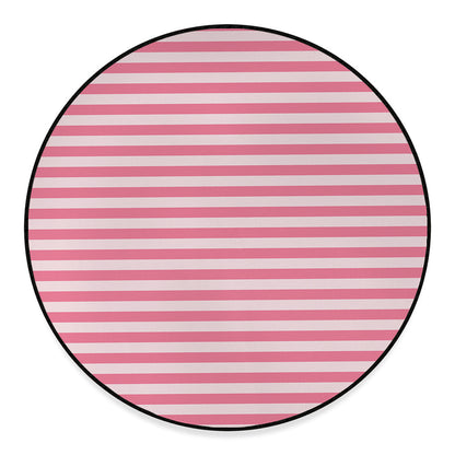 Pink Striped Pattern Print Round Floor Mat