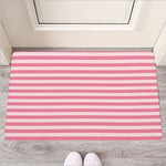 Pink Striped Pattern Print Rubber Doormat