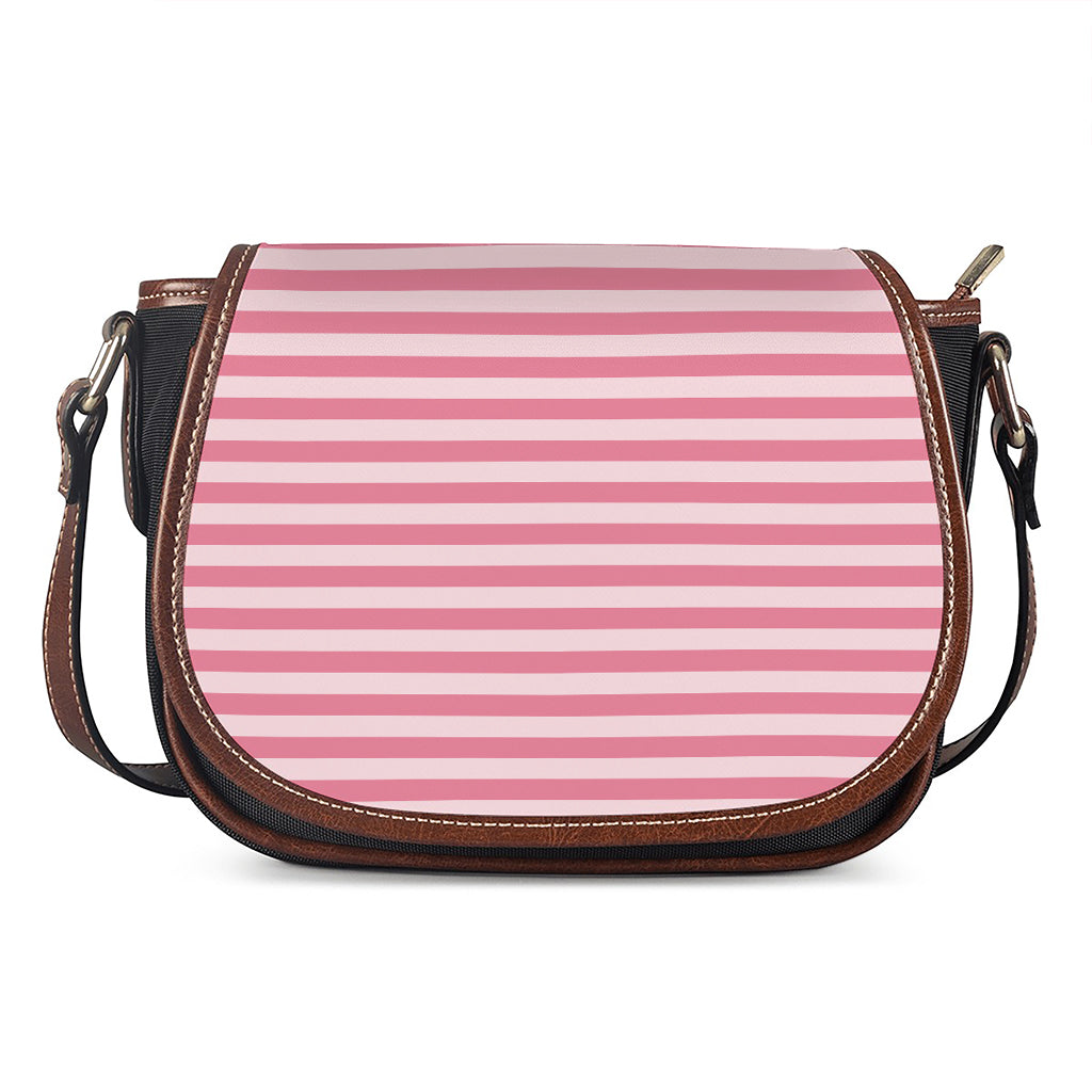 Pink Striped Pattern Print Saddle Bag