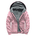Pink Striped Pattern Print Sherpa Lined Zip Up Hoodie