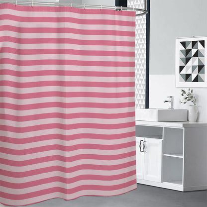 Pink Striped Pattern Print Shower Curtain