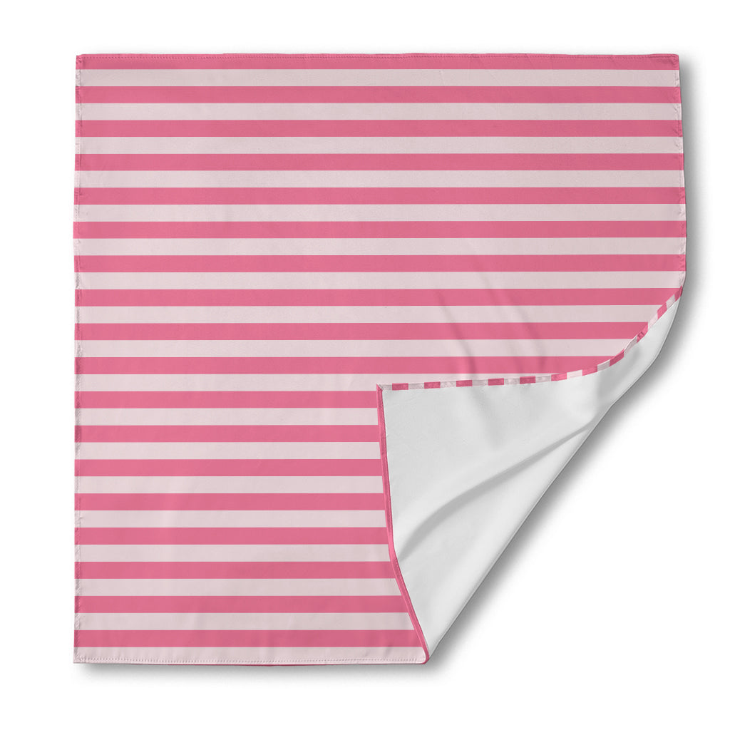 Pink Striped Pattern Print Silk Bandana