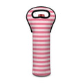 Pink Striped Pattern Print Single Neoprene Wine Tote