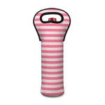 Pink Striped Pattern Print Single Neoprene Wine Tote