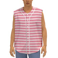 Pink Striped Pattern Print Sleeveless Baseball Jersey