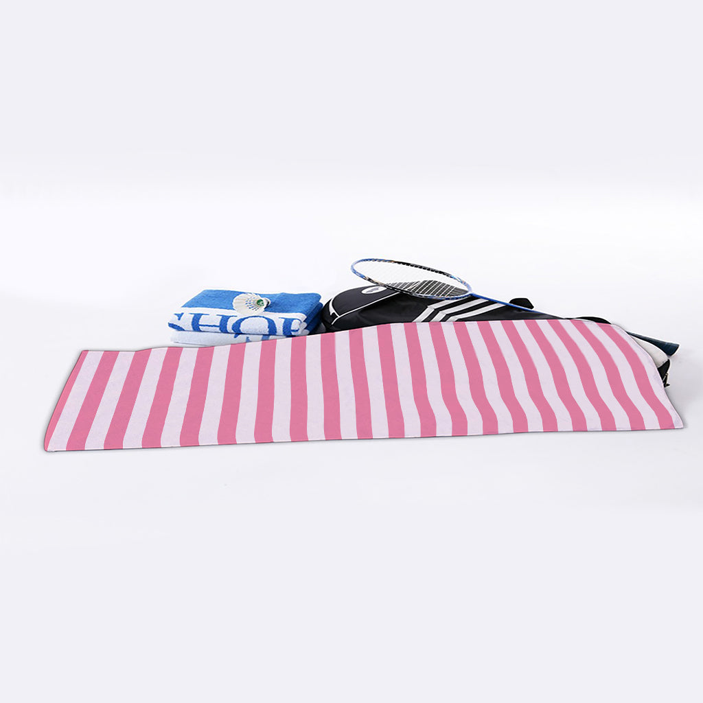 Pink Striped Pattern Print Sports Towel