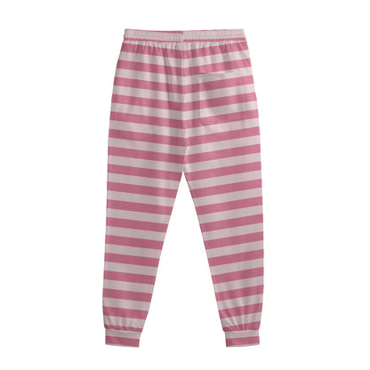 Pink Striped Pattern Print Sweatpants