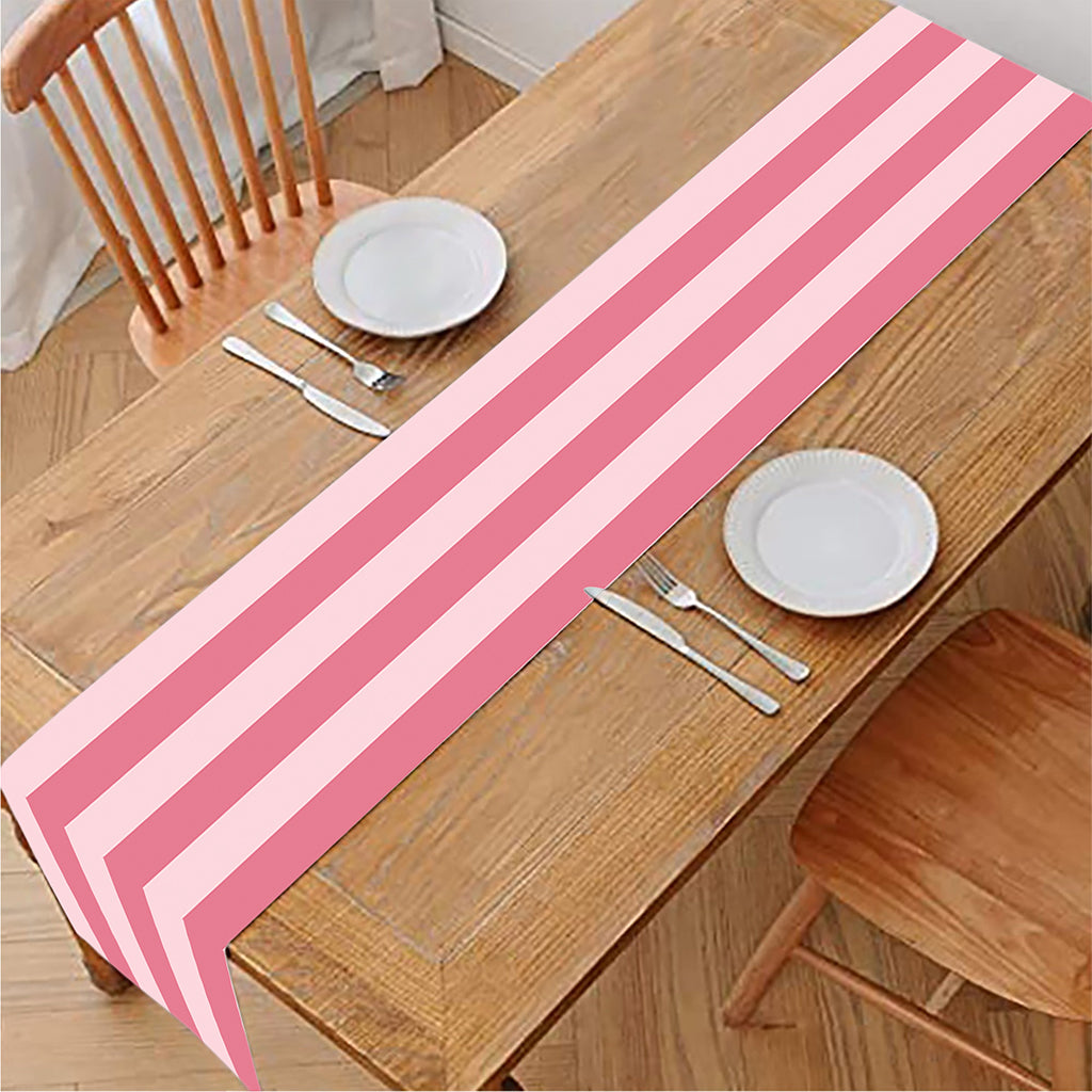 Pink Striped Pattern Print Table Runner