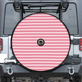 Pink Striped Pattern Print Tire Cover With Camera Hole