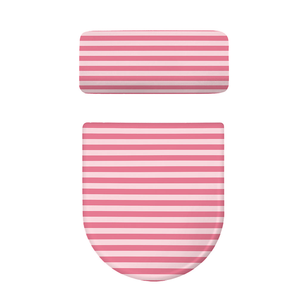 Pink Striped Pattern Print Toilet Lid And Tank Cover Set