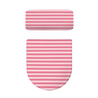 Pink Striped Pattern Print Toilet Lid And Tank Cover Set