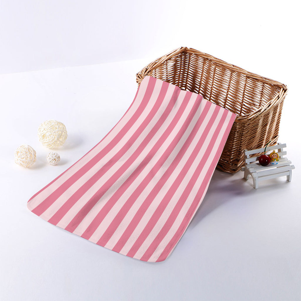 Pink Striped Pattern Print Towel
