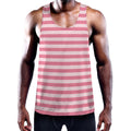 Pink Striped Pattern Print Men's Workout Tank Top