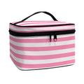 Pink Striped Pattern Print Travel Makeup Bag