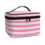 Pink Striped Pattern Print Travel Makeup Bag